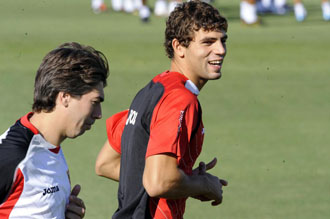 Fazio, en un entrenamiento del Sevilla.