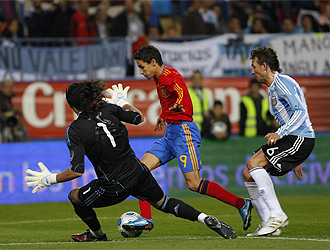 Navas, en un momento del partido contra Argentina