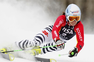 Kathrin Hoelzl durante la prueba en Aspen.