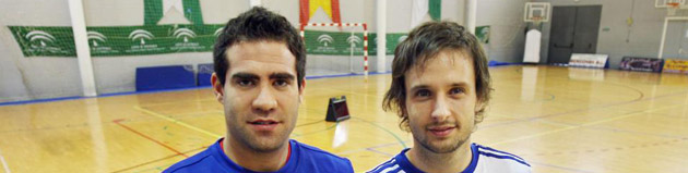 Carlos Cabezas y Ral Lpez durante un entrenamiento del Khimki
