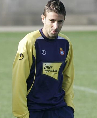 Luis Garca, durante un entrenamiento del Espanyol