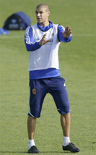 Diogo, en un entrenamiento con el Zaragoza