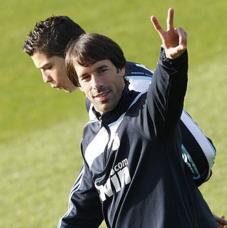 Ruud van Nistelrooy durante un entrenamiento del Real Madrid