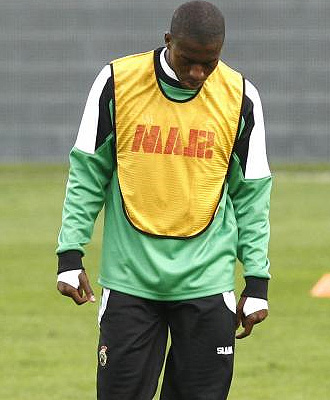 Papakouly Diop, durante un entrenamiento del Racing, en una imagen de archivo