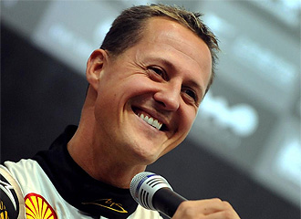 Michael Schumacher, en una rueda de prensa