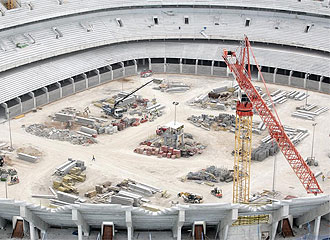Una imagen del Nuevo Estadio de Mestalla en obras.