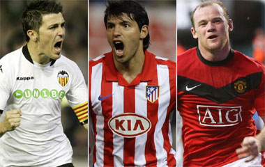 Villa, Agüero y Rooney