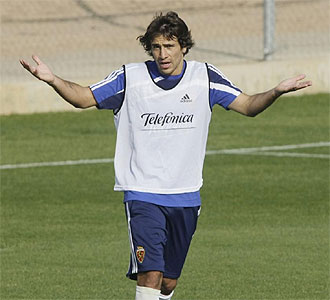 Ponzio, en un entrenamiento del Zaragoza.