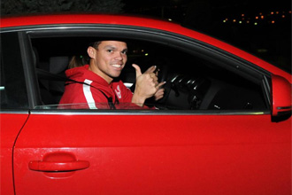 Pepe a la llegada a su domicilio en Madrid.