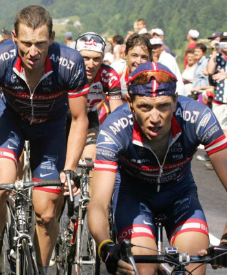 Jos Azevedo en el Tour de 2004 cuando corra en el mismo equipo que Lance Armstrong.