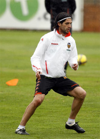 El 'Chori' Domnguez durante uno de los entrenamientos del Valencia