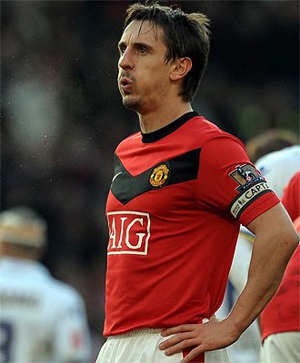 Neville, en un partido con el United.