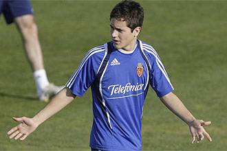 Ander Herrera, durante un entrenamiento del Zaragoza, en una imagen de archivo