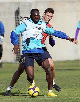 El ecuatoriano Caicedo durante un entrenamiento el pasado miércoles.