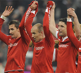 Los jugadores del Bayern celebran la victoria.