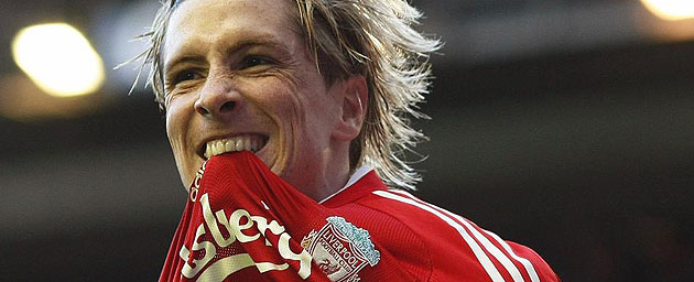 Fernando Torres celebrando uno de sus goles con el Liverpool