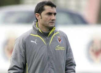 Valverde, en un entrenamiento del Villarreal.