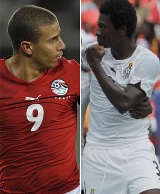 Mohamed Zidan y Asamoah Gyan, dos de los protagonistas de la final de la Copa de frica