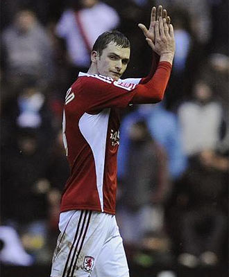 Adam Johnson, durante un partido con el Middlesbrough