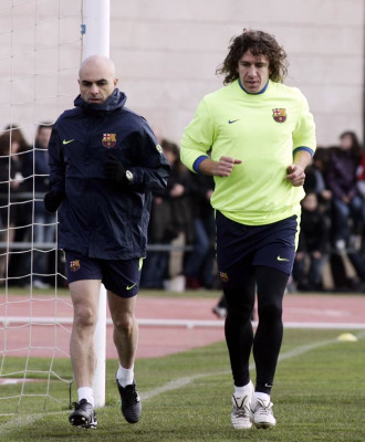 Puyol, en un entrenamiento del Barcelona.