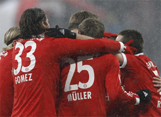 El Bayern celebra un gol.
