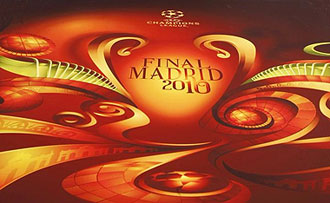 Cartel anunciador de la final de la Liga de Campeones que se jugar en Madrid.