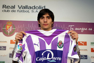 Henrique Sereno durante su presentacin como jugador del Valladolid.