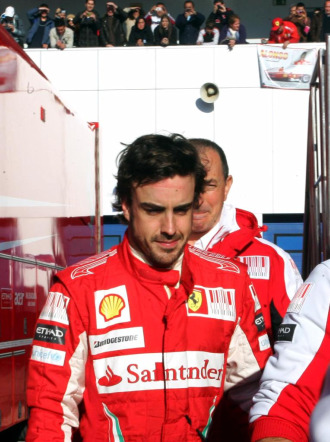 Fernando Alonso, en los entrenamientos de Jerez