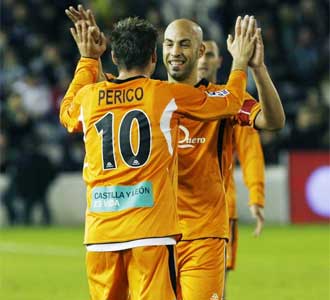 Los jugadores del Salamanca celebran un gol