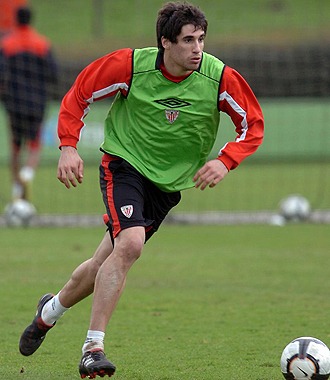 Javi Martnez, durante un entrenamiento del Athletic.