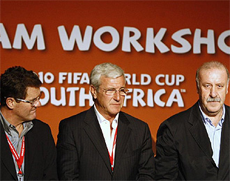 Del Bosque junto a el campen mundial Marcello Lippi y Fabio Capello.