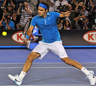 Federer durante un partido en Australia