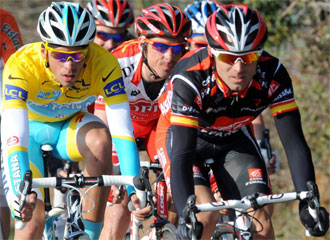 Alberto Contador, durante la etapa de hoy de la Pars-Niza