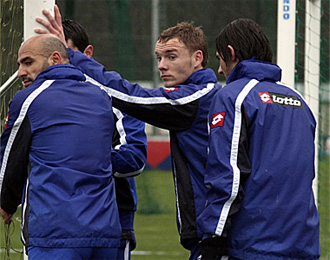 Seoane durante un entrenamiento del Deportivo.