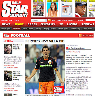 Informacin del 'Daily Star' sobre David Villa