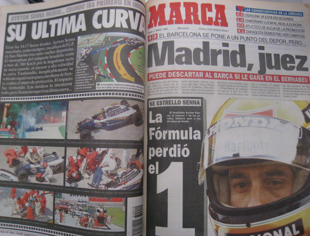 As cont el diario MARCA el accidente de Senna en mola.