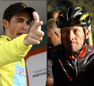 Alberto Contador y Lance Armstrong.