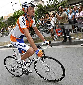 Denis Menchov, ganador de la pasada edicin del Giro, durante el Tour del pasado ao.