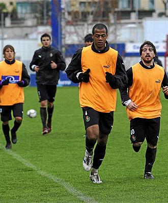 Los jugadores del Valladolid, durante un entrenamiento