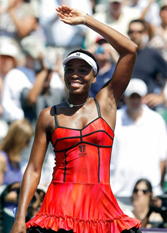 Venus celebra su victoria contra Bartoli.