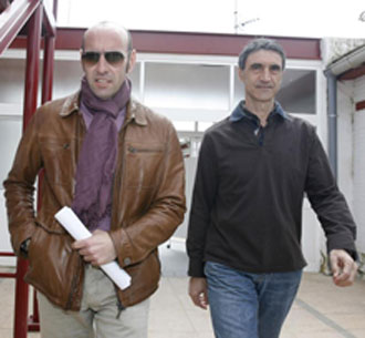 Monchi con Antonio lvarez despus de una rueda de prensa