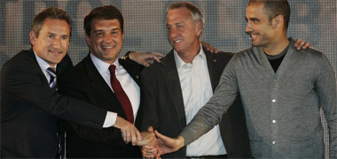 Beguiristain, Laporta, Cruyff y Guardiola
