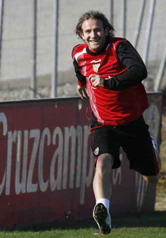 Capel durante un entrenamiento del Sevilla