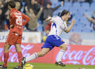 Contini celebra un gol del Real Zaragoza