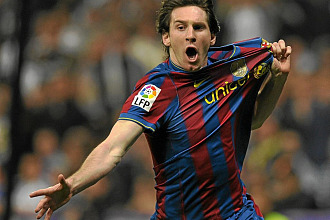 Messi celebra un gol en el Bernabu