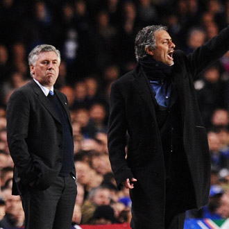 Ancelotti y Mourinho en la eliminatoria de octavos de la Champions