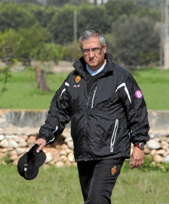 Manzano, en un entrenamiento del Mallorca.