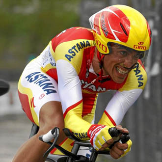 Contador durante la contrarreloj de la Vuelta Castilla y Len