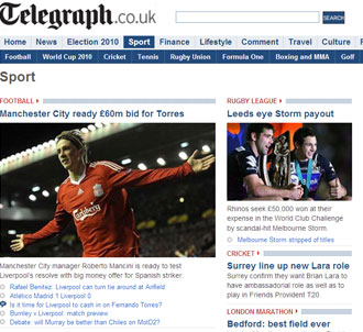 Informacin del 'The Telegraph' sobre Fernando Torres