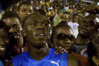 Usain Bolt, en la reunin de Kingston.